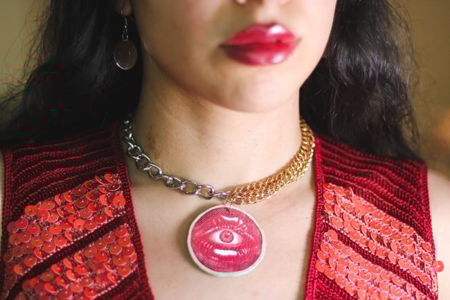  Comic Crimson Necklace – Surreal Statement Jewelry