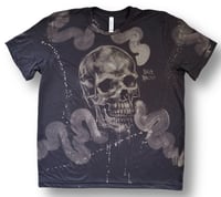 Image 1 of ‘WAVY SKULL’ BLEACH PAINTED T-SHIRT LARGE