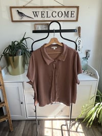 Image 1 of Plus size stretch light brown crop top 