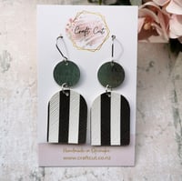 Image 1 of Black and White Stripe Arch Earrings