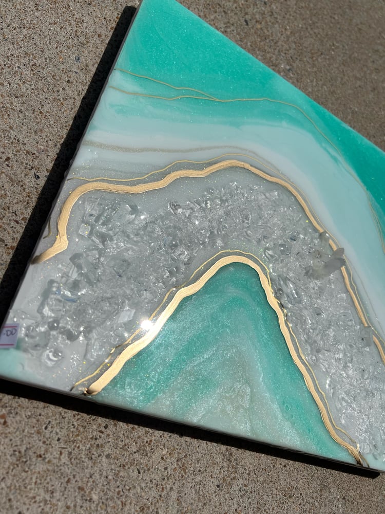 Image of 12x12 Teal Crystal Geode 