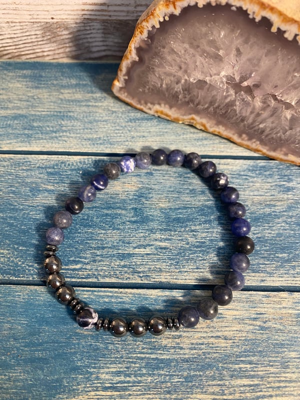 Image of Sodalite & Hematite Mens FABIANNI Bracelet 