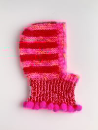 Image 1 of Sofie and Iris Striped Red and Pink Mohair Bubble Balaclava
