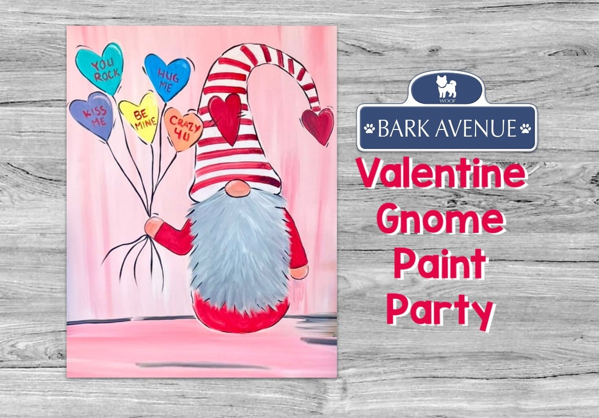 Image of Valentine Gnome Paint Party 2/9 Bark Avenue Playroom Lowell, MA