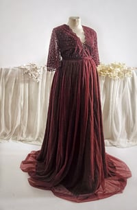 Image 1 of Burgundy dress for maternity photoshoot | Jenny | size S-M-L