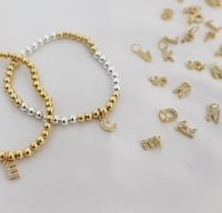 Image 1 of Initial Charm Bead Bracelet 