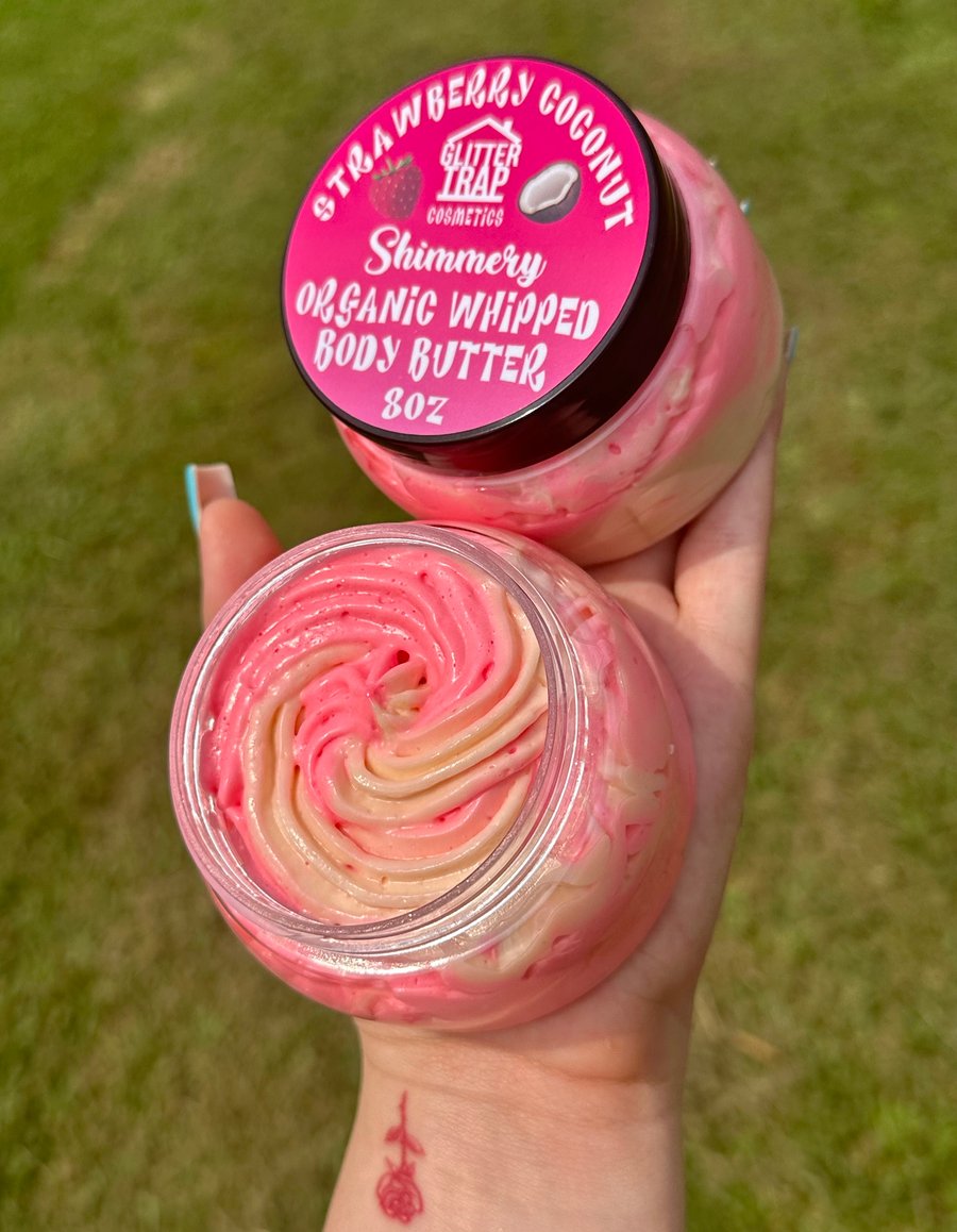 Image of Strawberry Coconut🍓🥥 Shimmery✨ Organic Whipped Body Butter🧈