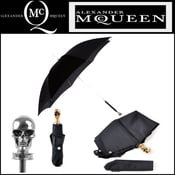 Image of McQ by Alexander McQueen Rain Skull Umbrella with skull handle Gold Silver