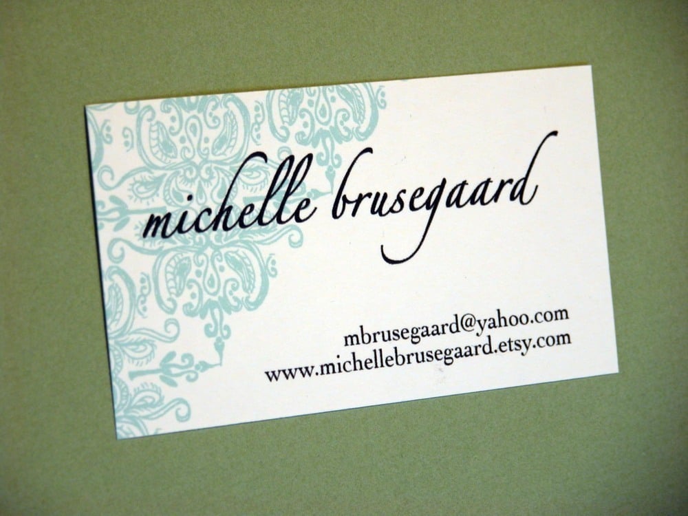 Aqua Brocade Calling Cards-featured in Real Simple Magazine!