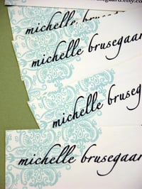 Image 2 of Aqua Brocade Calling Cards-featured in Real Simple Magazine!