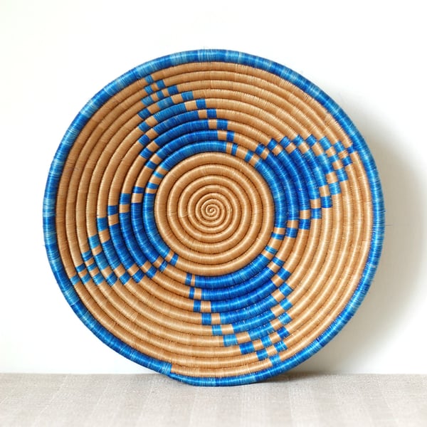 Image of LEAF WOVEN BASKET | blue + gold