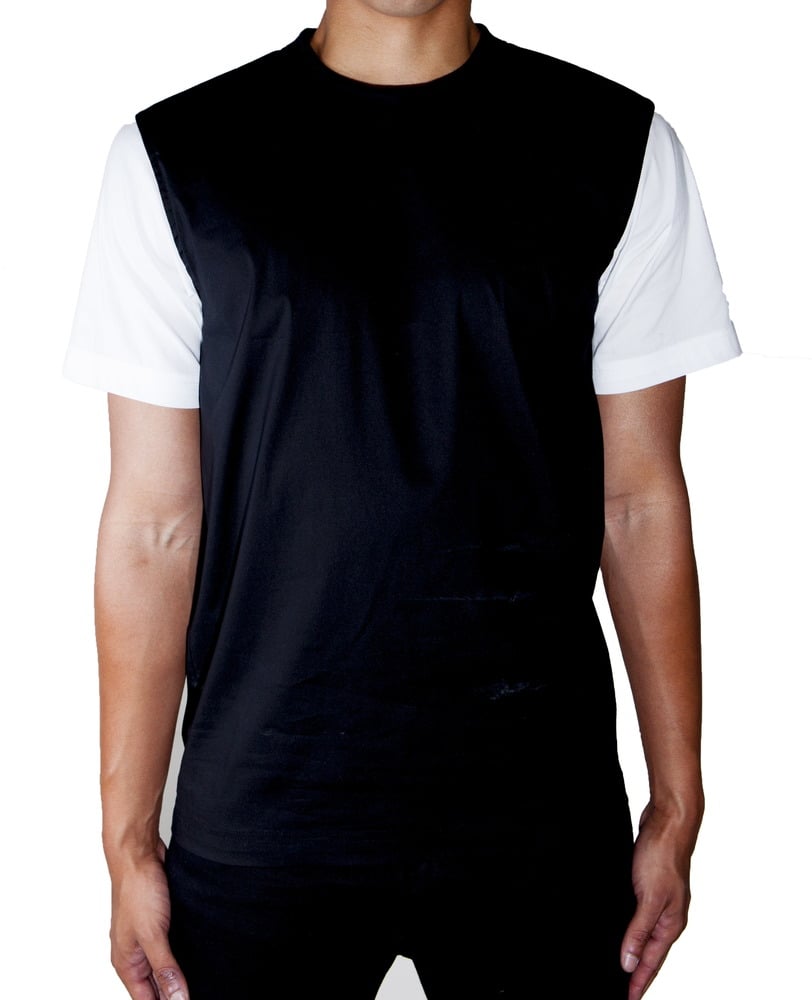 Image of Black/White Sleeves Poplin T-Shirt