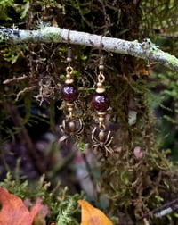 Image 1 of Garnet Mini Spiders Earring 