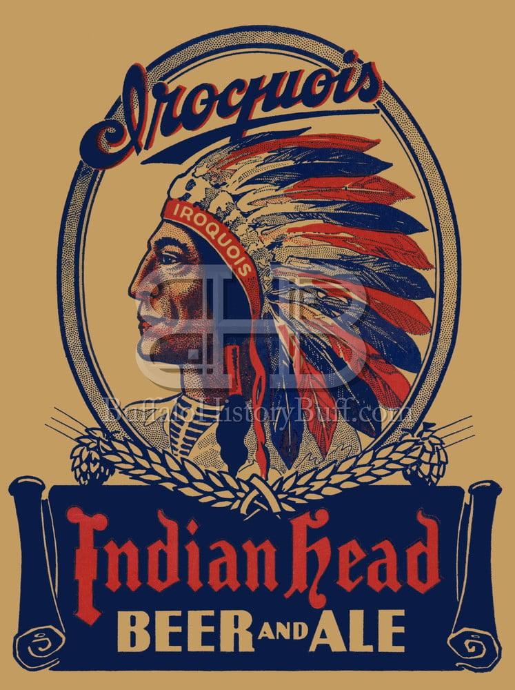 IROQUOIS BREWEY Coaster Buffalo NY figural Indian Head Beer & Ale Lot Of 4 