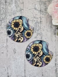 Image 1 of Tattoo Sunflower Girl Car Coasters - 2 pack