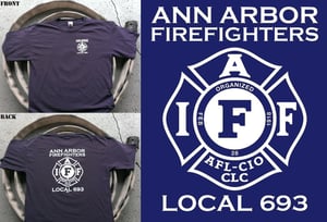 Image of Ann Arbor Firefighters - IAFF Local 693 T-Shirt (White on Navy Blue)