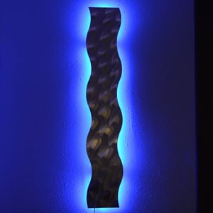 Image of Light Wave - Metal Art with Color Changing LED lighting and Wireless Remote Control