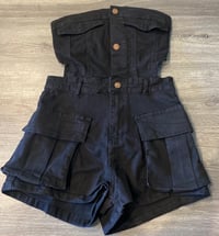 Image 3 of Cutout Waist Denim Romper 