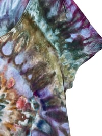 Image 6 of ♻️ UPCYCLED L/XL Flowy Soft Top in Cool Earthy Spiral Ice Dye