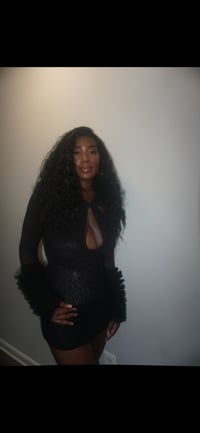 Image 2 of Mesh Cutout Fluffy Sleeve Dress 