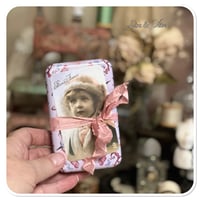 Image 4 of Petite snippet sample french lace book in a tiny french biscuit tin.