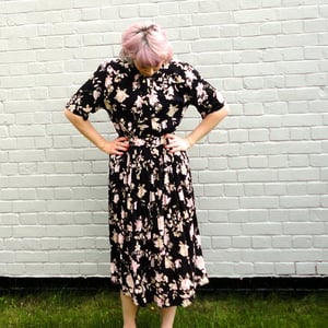 Image of Vintage House of Fraser black tea dress (M)