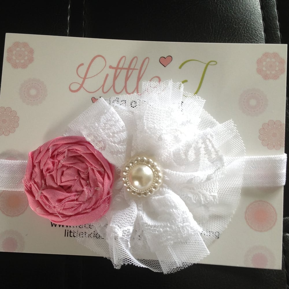 Image of Pink and lace girls headband