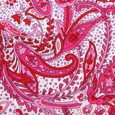 Image of Handkerchief - pale grey with hot pink paisley