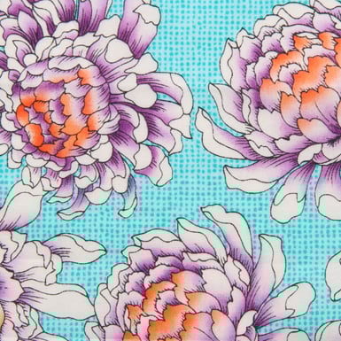 Image of Handkerchief - pale aqua with large flowers