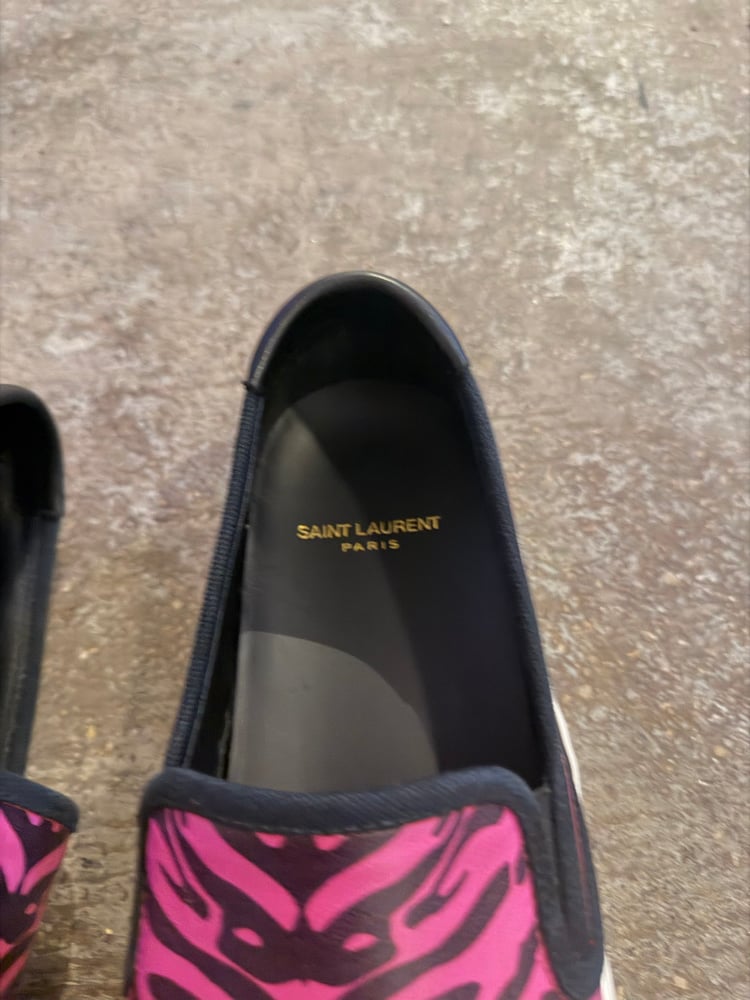Image of Saint Laurent Venice Zebra Slip Ons