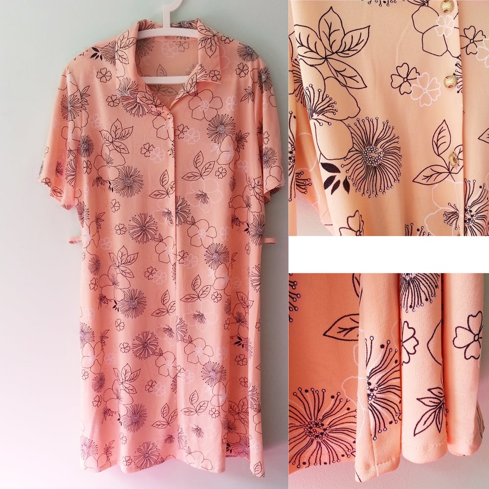 Image of Vintage salmon floral dress (L/XL)