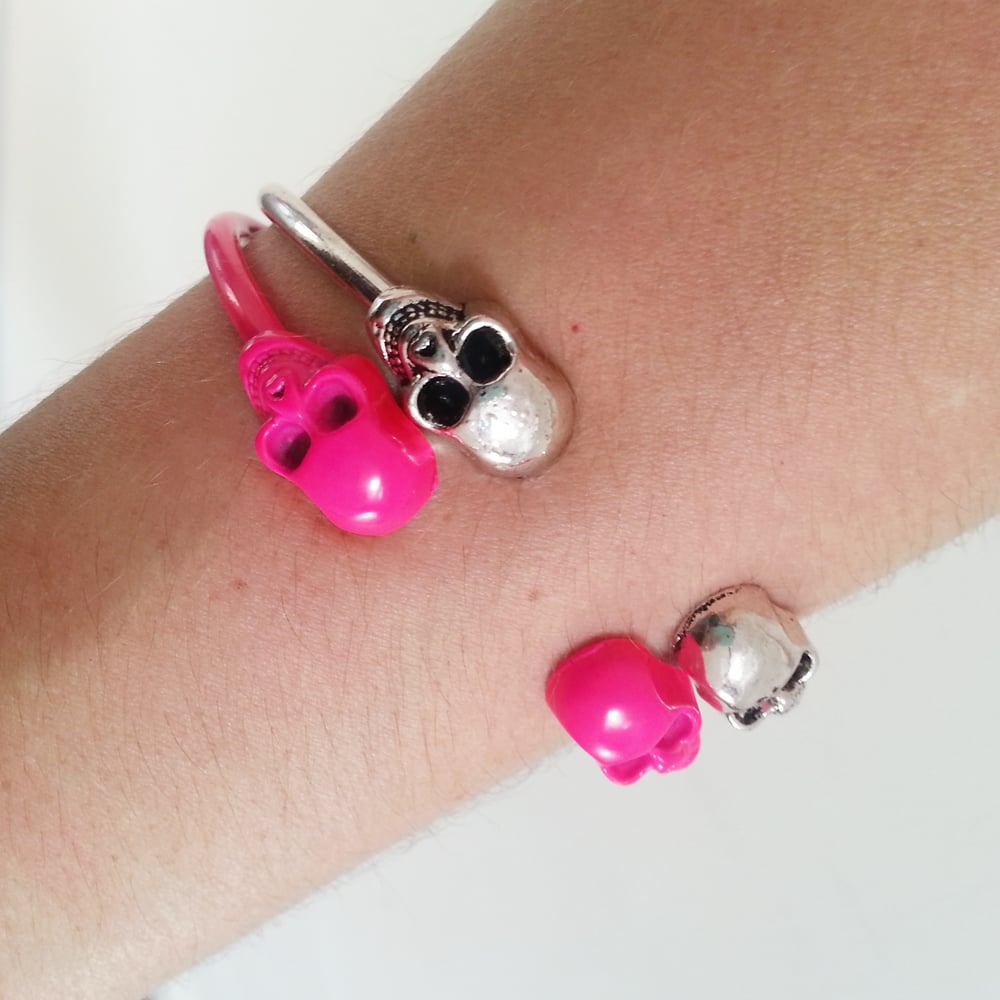 Image of Neon pink skull bangle