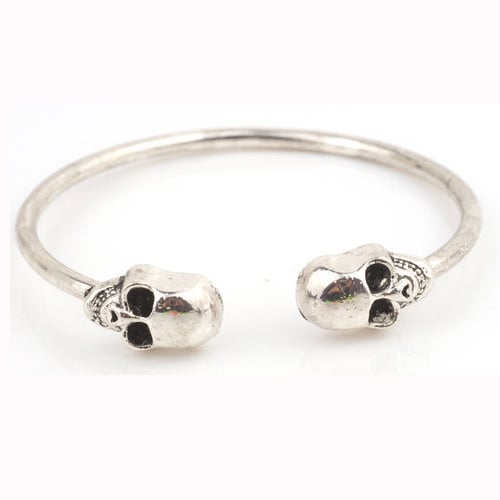 Image of Silver toned skull bangle