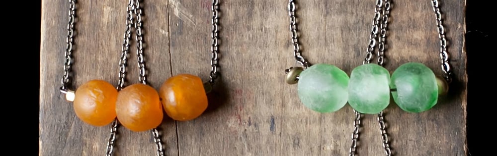 Image of African bauble necklace - Lime & Tangerine