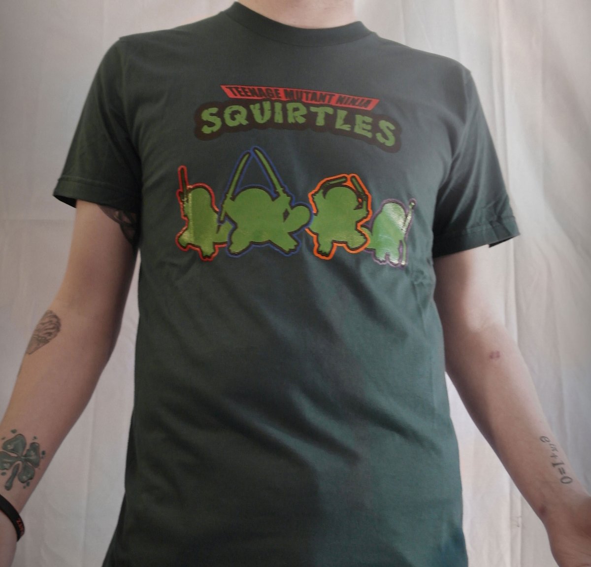 Ladies Or Unisex- "Ninja Squirtles"- Forest Green Tee