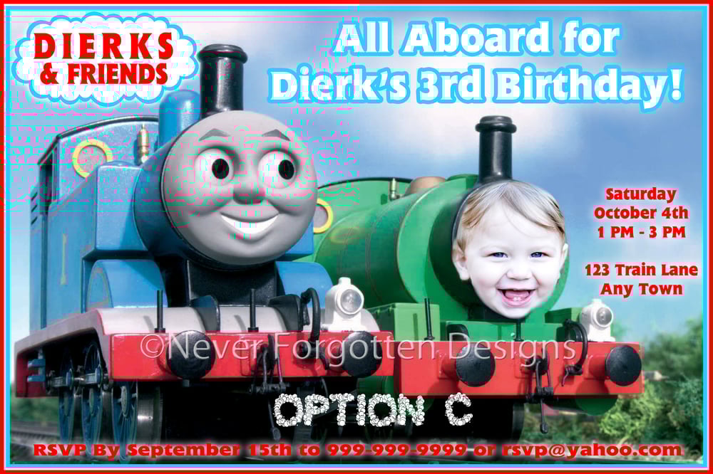 Image of Custom Thomas the Train Photo Invitation