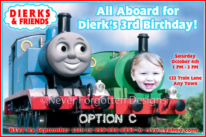 Image of Custom Thomas the Train Photo Invitation 