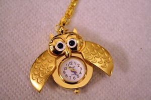Image of Hoot Hoot Owl Watch Necklace - Gold or Silver