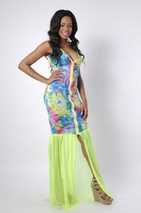 Image of Tie Dye Maxi Zip-up Dress