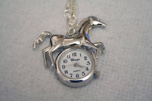Image of Silver Stallion Pocket Watch Necklace