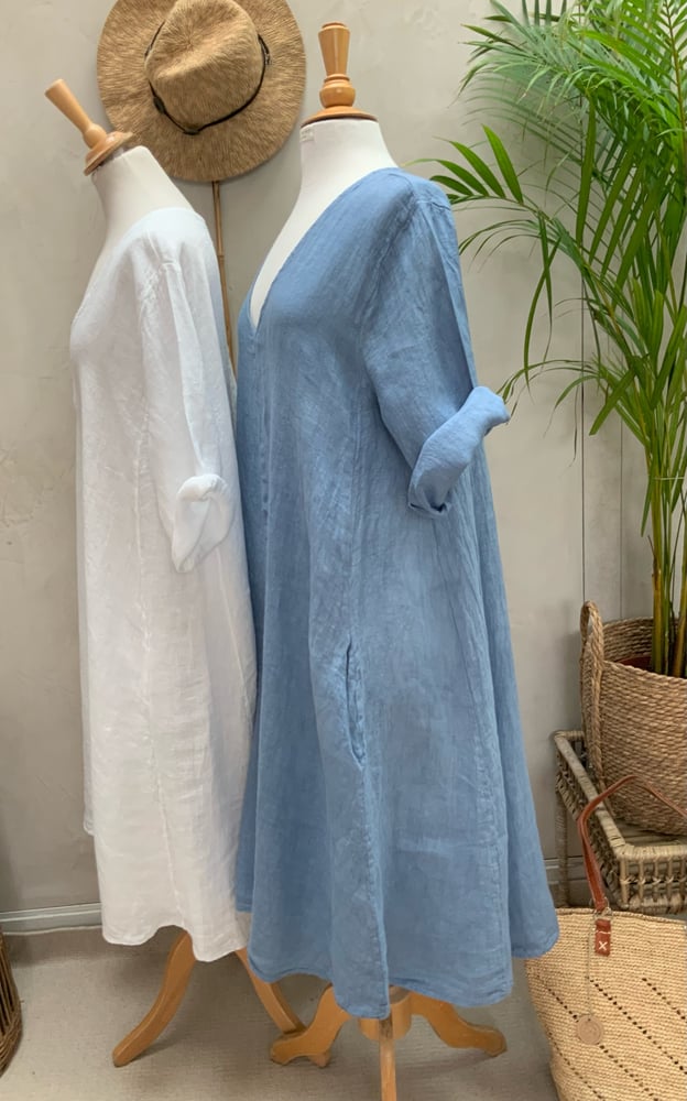 Image of Robe En Lin Alizé Bleu Jean's