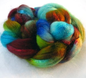 Image of BFL Wool and Sparkle Combed Top Hand Dyed 4oz "Beautimus" BF20