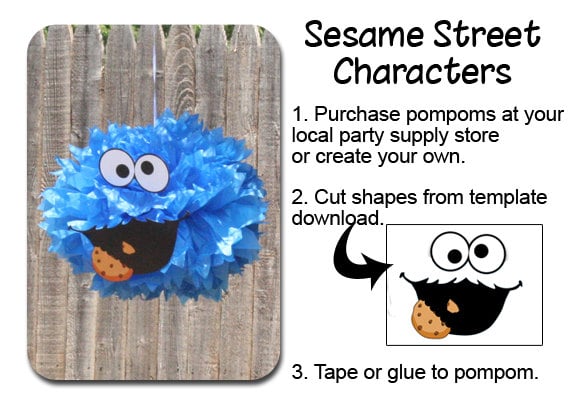Cookie Monster PomPom Face Template