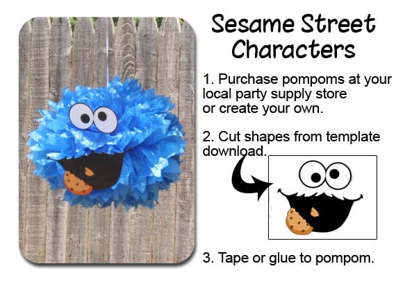 Cookie Monster Pompom Face Template