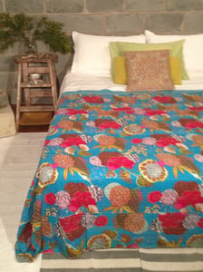 Image of Vintage Kantha Quilt Reef Blue