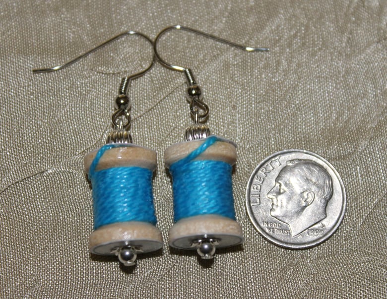 Image of Sewing Jewelry, Sewing Earrings, Spool of Thread Earrings, Gifts for Sewers