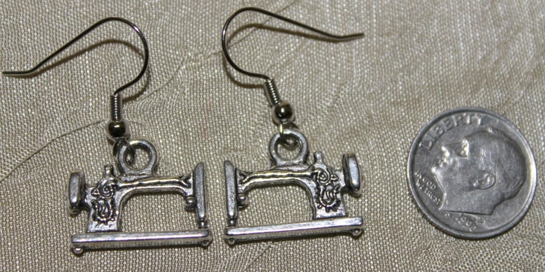 Image of Sewing Jewelry, Sewing Earrings, Sewing Machine Charm Earrings, Gifts for Sewers, Handmade Earrings