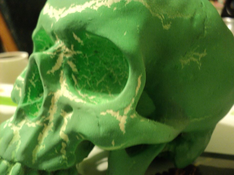 Image of Seafoam Green "Kracked" Black Light and Glow in the Dark Skull