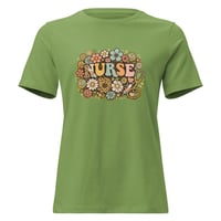 Image 5 of Women's Relaxed T-Shirt, Nurse Retro T-Shirt | Vintage Floral Nurse Graphic Tee