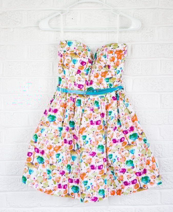 colorful strapless dress